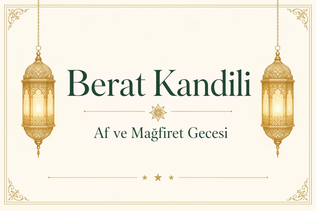 Berat Kandili — hilal, kandil ve açık eller