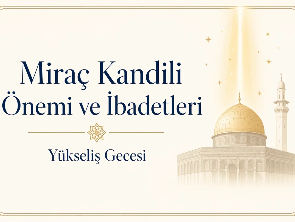 Miraç Kandili — gece göğü, kandil ve minare silüeti